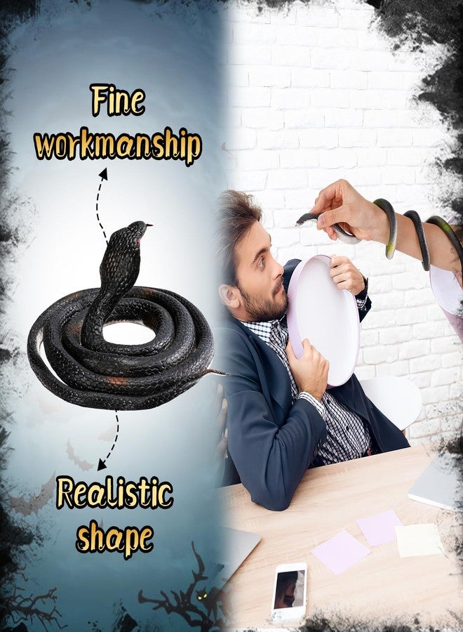 Bigmeta Halloween Fake Snake Toy - 47in Large Rubber Snakes Realistic Keep Birds Away, Toy Snakes That Look Super Real, Scary Black Snake Prank Props for Party Decoration Gifts, 2 Pcs - Image 3